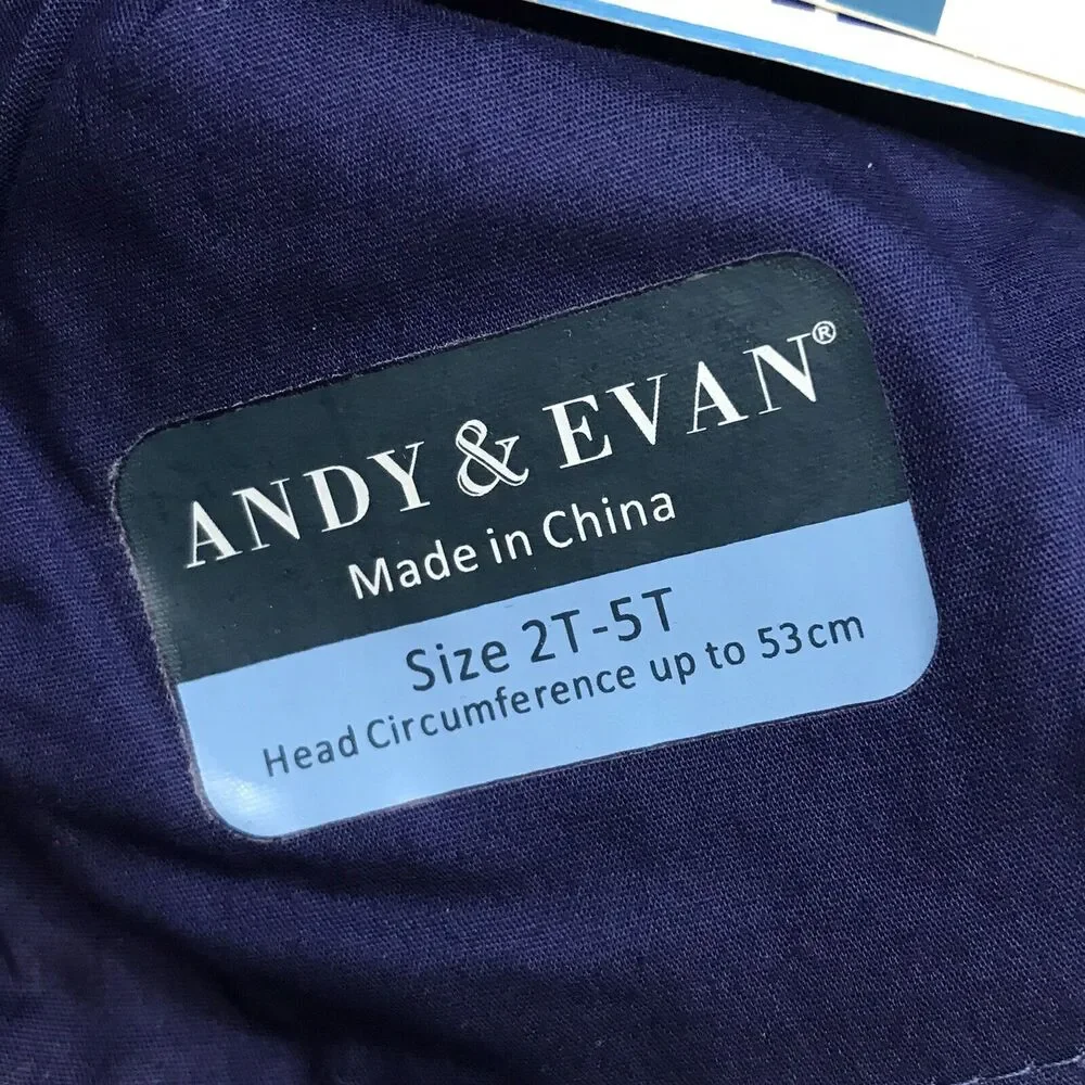 Andy & Evan Blue Sports UV Cap Toddler 2T-5T Adjustable Chin Strap Bucket Hat